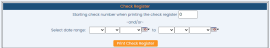 Check Register section of the Travel Agent Commissions screen